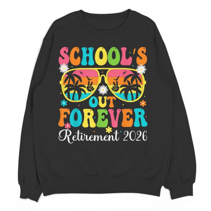 School's Out Forever Retirement 2026 Retro Retired Teacher Women Crewneck Sweatshirt, novelty gifts, funny gifts School's Out Forever Retirement 2026 Retro Retired Teacher Women Crewneck Sweatshirt, novelty gifts, funny gifts
