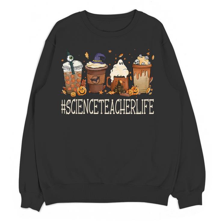 Science Teacher Horror Fall Coffee Halloween Pumpkin Autumn Women Crewneck Sweatshirt, novelty gifts, funny gifts Science Teacher Horror Fall Coffee Halloween Pumpkin Autumn Women Crewneck Sweatshirt, novelty gifts, funny gifts