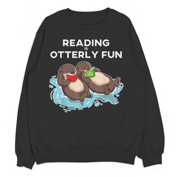 Sea Otter Book Reading Shirt For Bookworm Teachers Women Crewneck Sweatshirt, novelty gifts, funny gifts