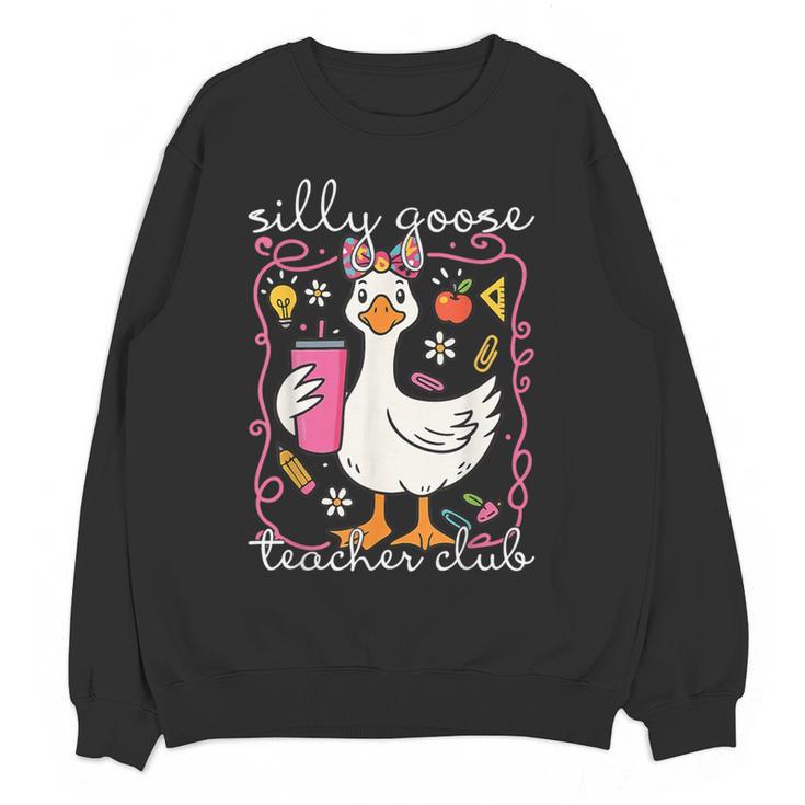 Silly Goose Teacher Club Animal Lover Groovy Teacher Women Crewneck Sweatshirt, novelty gifts, funny gifts Silly Goose Teacher Club Animal Lover Groovy Teacher Women Crewneck Sweatshirt, novelty gifts, funny gifts