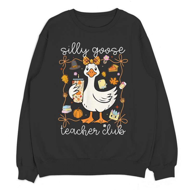 Silly Goose Teachers Club Cozy Fall Teacher Women Crewneck Sweatshirt, novelty gifts, funny gifts