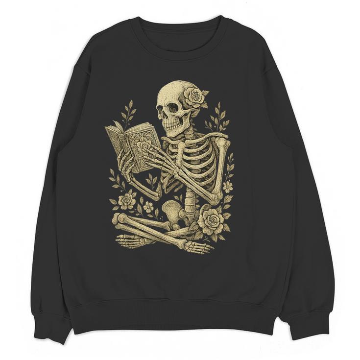 Skeleton Book Floral Skull Halloween Teacher Costume Women Crewneck Sweatshirt, novelty gifts, funny gifts Skeleton Book Floral Skull Halloween Teacher Costume Women Crewneck Sweatshirt, novelty gifts, funny gifts