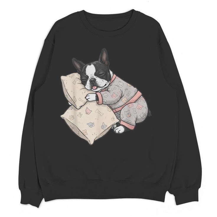Sleepy Boston Terrier Pajama Men Women Kids Women Crewneck Sweatshirt, novelty gifts, funny gifts