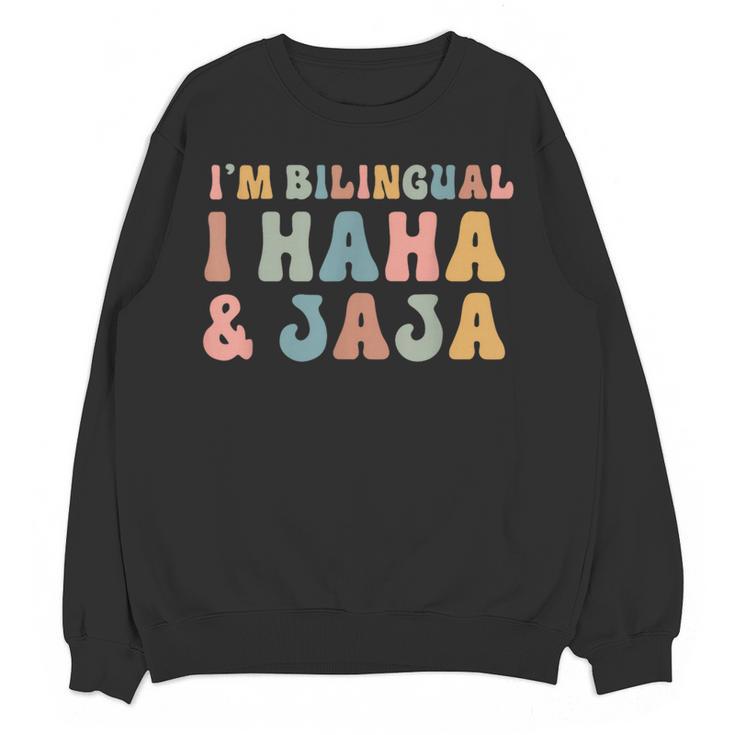 Spanish Teacher Groovy I'm Bilingual I Haha And Jaja Women Crewneck Sweatshirt, novelty gifts, funny gifts