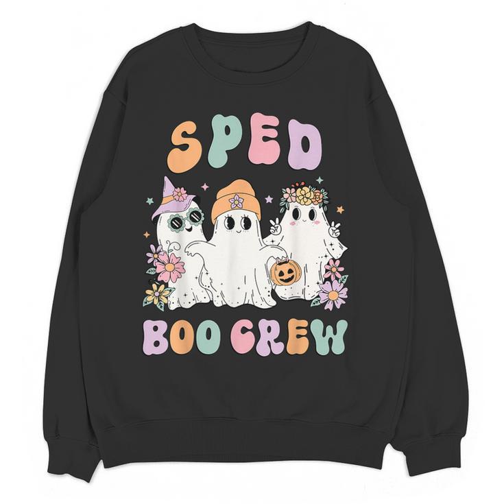 SPED Boo Crew Halloween Floral Ghost Special Ed SPED Teacher For Men Women Kids Women Crewneck Sweatshirt, novelty gifts, funny gifts