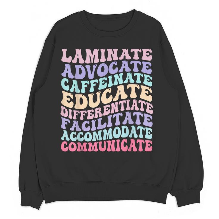 Sped Caffeinate Advocate Laminate Educate Teacher Women Crewneck Sweatshirt, novelty gifts, funny gifts Sped Caffeinate Advocate Laminate Educate Teacher Women Crewneck Sweatshirt, novelty gifts, funny gifts