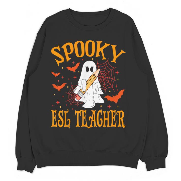 Spooky ESL Teacher Ghost Halloween School Women Women Crewneck Sweatshirt, novelty gifts, funny gifts Spooky ESL Teacher Ghost Halloween School Women Women Crewneck Sweatshirt, novelty gifts, funny gifts