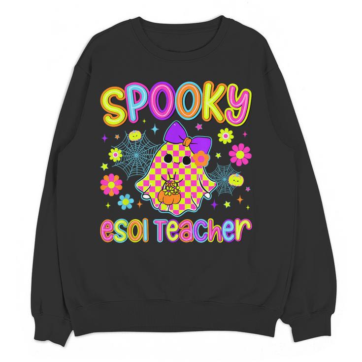 Spooky ESOL Teacher Halloween ESOL Teaching Coquette Women Crewneck Sweatshirt, novelty gifts, funny gifts Spooky ESOL Teacher Halloween ESOL Teaching Coquette Women Crewneck Sweatshirt, novelty gifts, funny gifts