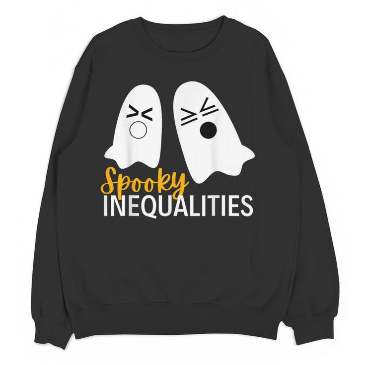 Spooky Ghost Inequalities Halloween Math Teacher Women Crewneck Sweatshirt, novelty gifts, funny gifts
