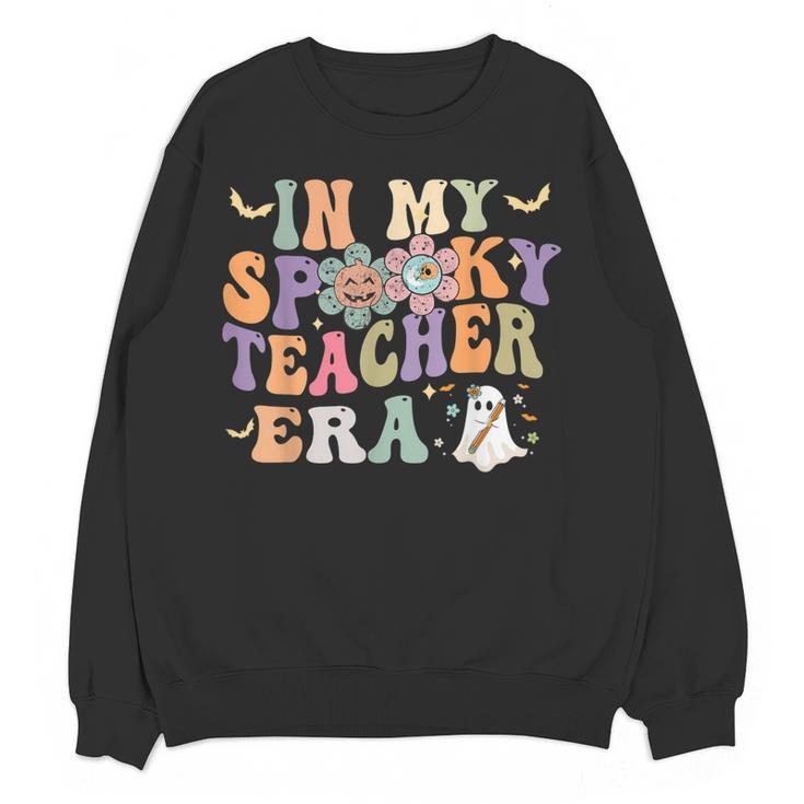 In My Spooky Teacher Era Groovy Hippie Retro Ghost Halloween Men Women Kids Women Crewneck Sweatshirt, novelty gifts, funny gifts