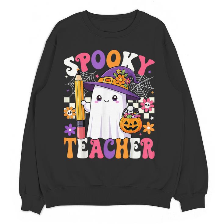 Spooky Teacher Ghost Pencil Teach Halloween Teacher Women Crewneck Sweatshirt, novelty gifts, funny gifts Spooky Teacher Ghost Pencil Teach Halloween Teacher Women Crewneck Sweatshirt, novelty gifts, funny gifts