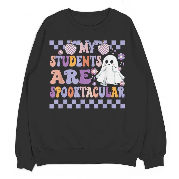 My Students Are Spooktacular Teacher Halloween Vibes Women Crewneck Sweatshirt, novelty gifts, funny gifts My Students Are Spooktacular Teacher Halloween Vibes Women Crewneck Sweatshirt, novelty gifts, funny gifts