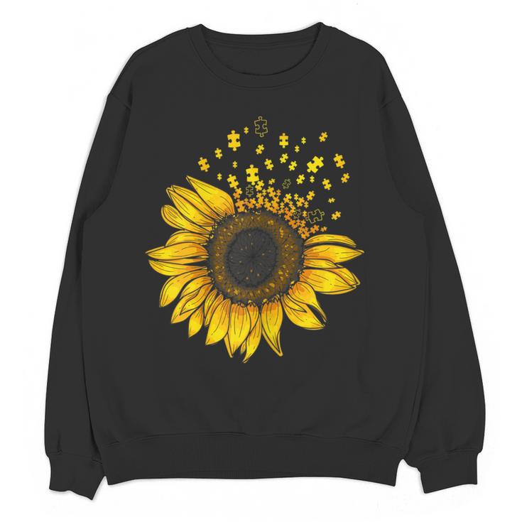 Sunflower Puzzle Pieces Autism Awareness For Mom Teacher For Women Women Crewneck Sweatshirt, novelty gifts, funny gifts Sunflower Puzzle Pieces Autism Awareness For Mom Teacher For Women Women Crewneck Sweatshirt, novelty gifts, funny gifts