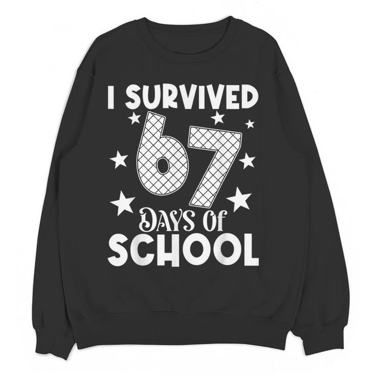 I Survived 67 Days Of School Teachers Students Women Crewneck Sweatshirt, novelty gifts, funny gifts
