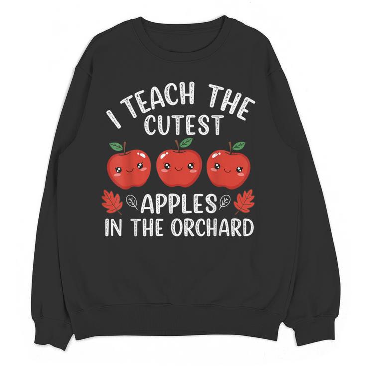 I Teach The Cutest Apples In The Orchard Cute Fall Teacher Women Crewneck Sweatshirt, novelty gifts, funny gifts I Teach The Cutest Apples In The Orchard Cute Fall Teacher Women Crewneck Sweatshirt, novelty gifts, funny gifts