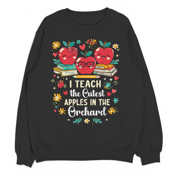 I Teach The Cutest Apples In The Orchard Cute Fall Teacher Women Crewneck Sweatshirt, novelty gifts, funny gifts I Teach The Cutest Apples In The Orchard Cute Fall Teacher Women Crewneck Sweatshirt, novelty gifts, funny gifts