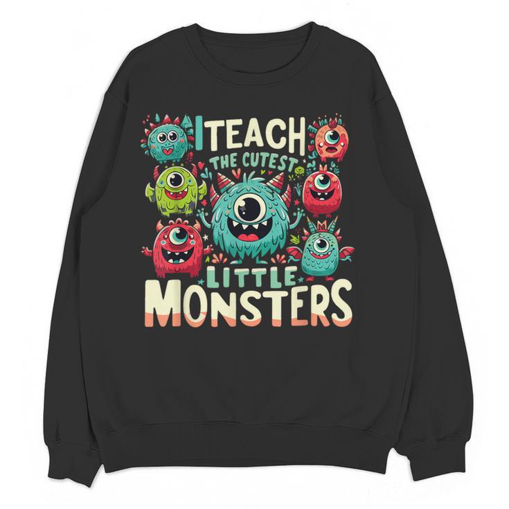 I Teach The Cutest Little Monsters Teacher Halloween Outfit Women Crewneck Sweatshirt, novelty gifts, funny gifts I Teach The Cutest Little Monsters Teacher Halloween Outfit Women Crewneck Sweatshirt, novelty gifts, funny gifts
