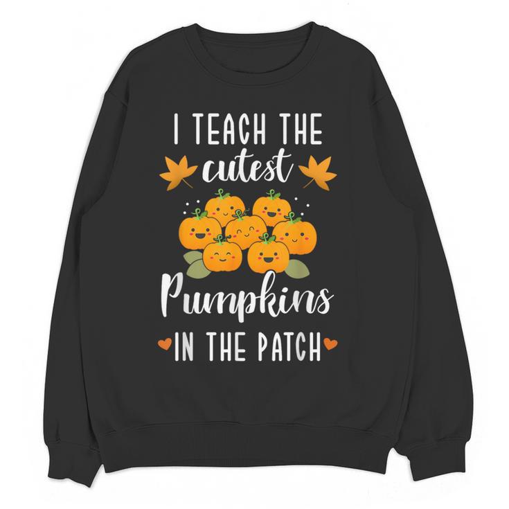 I Teach The Cutest Pumpkins In The Patch Halloween Teacher Women Crewneck Sweatshirt, novelty gifts, funny gifts I Teach The Cutest Pumpkins In The Patch Halloween Teacher Women Crewneck Sweatshirt, novelty gifts, funny gifts