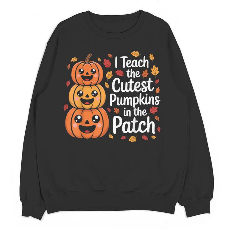 i Teach The Cutest Pumpkins In The Patch Teacher Halloween Women Crewneck Sweatshirt, novelty gifts, funny gifts