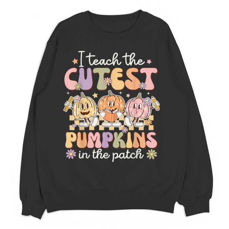 I Teach The Cutest Pumpkins In The Patch Teacher Retro Women Crewneck Sweatshirt, novelty gifts, funny gifts I Teach The Cutest Pumpkins In The Patch Teacher Retro Women Crewneck Sweatshirt, novelty gifts, funny gifts