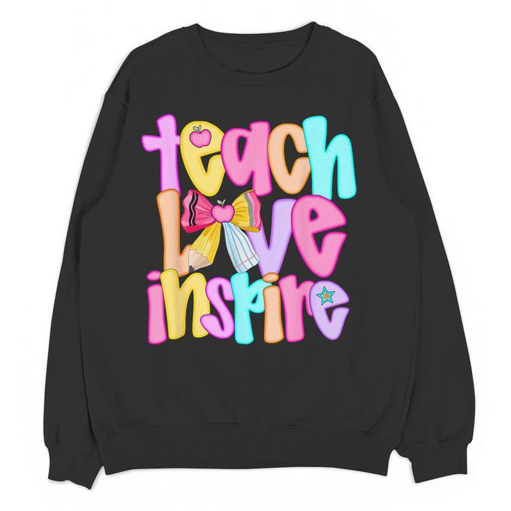 Teach Love Inspire Preppy Back To School Teacher Women Women Crewneck Sweatshirt, novelty gifts, funny gifts Teach Love Inspire Preppy Back To School Teacher Women Women Crewneck Sweatshirt, novelty gifts, funny gifts