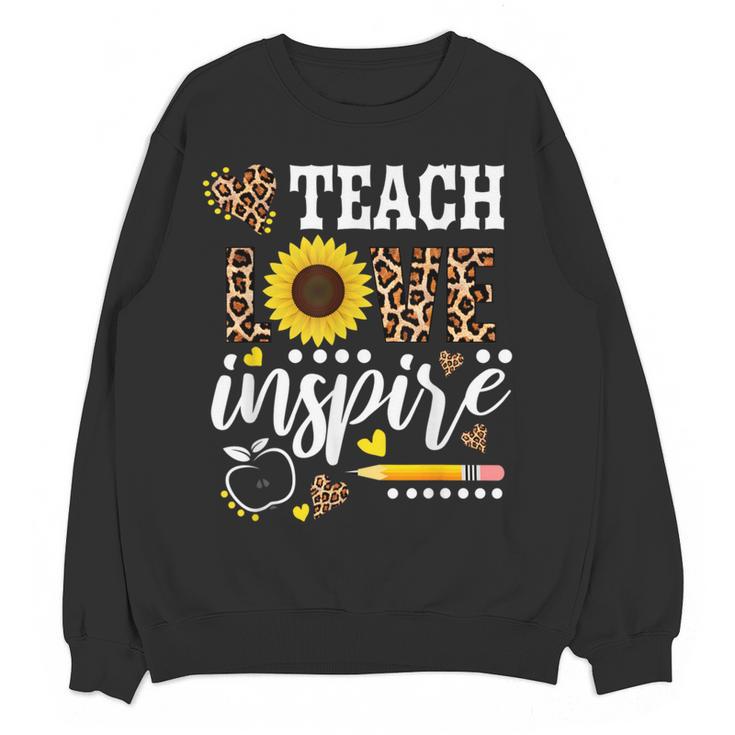 TEACH LOVE INSPIRE Teacher Sunflower Appreciation Women Crewneck Sweatshirt, novelty gifts, funny gifts