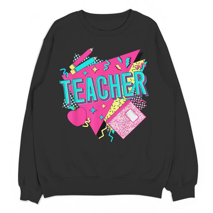 Teacher 90s Retro Colorful Teacher Of The 90s Back To School Women Crewneck Sweatshirt, novelty gifts, funny gifts Teacher 90s Retro Colorful Teacher Of The 90s Back To School Women Crewneck Sweatshirt, novelty gifts, funny gifts