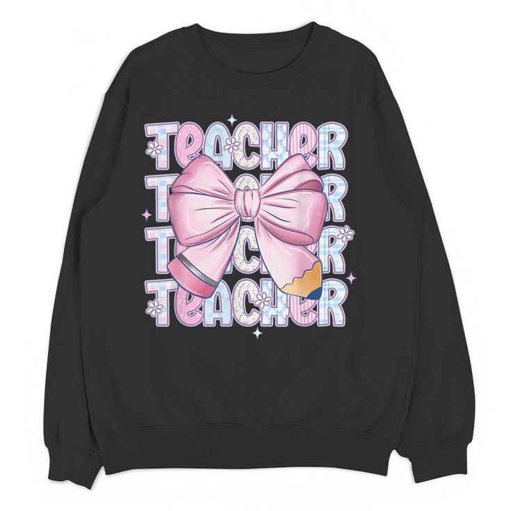 Teacher Bow Pencil Flowers Teacher Back To School Women Crewneck Sweatshirt, novelty gifts, funny gifts Teacher Bow Pencil Flowers Teacher Back To School Women Crewneck Sweatshirt, novelty gifts, funny gifts