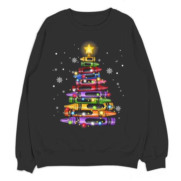 Teacher Crayon Christmas Tree Lights Student School Xmas Women Crewneck Sweatshirt, novelty gifts, funny gifts Teacher Crayon Christmas Tree Lights Student School Xmas Women Crewneck Sweatshirt, novelty gifts, funny gifts