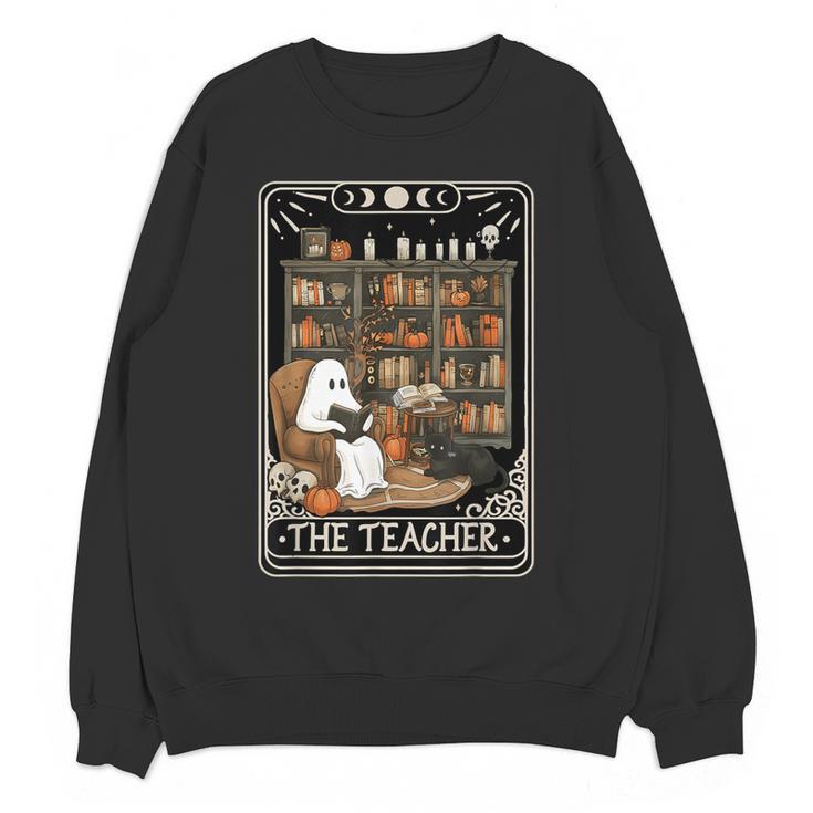 The Teacher Ghost Book Reading Books Lover Halloween Women Crewneck Sweatshirt, novelty gifts, funny gifts