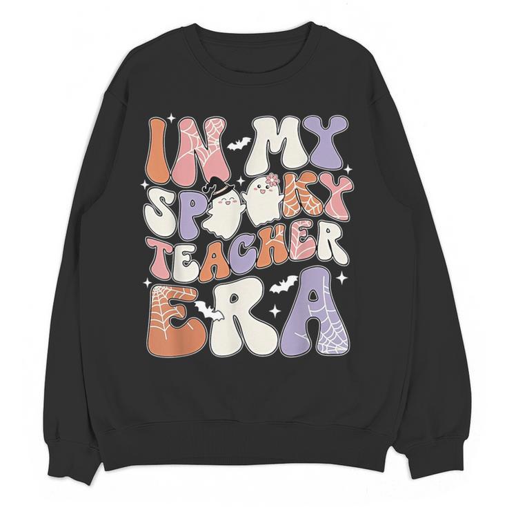 Teacher Halloween In My Spooky Teacher Era Retro Groovy Women Crewneck Sweatshirt, novelty gifts, funny gifts Teacher Halloween In My Spooky Teacher Era Retro Groovy Women Crewneck Sweatshirt, novelty gifts, funny gifts