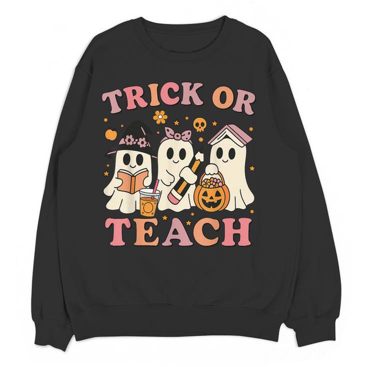 Teacher Halloween Trick Or Teach Cute Ghost Coffee Pumpkins Women Crewneck Sweatshirt, novelty gifts, funny gifts Teacher Halloween Trick Or Teach Cute Ghost Coffee Pumpkins Women Crewneck Sweatshirt, novelty gifts, funny gifts