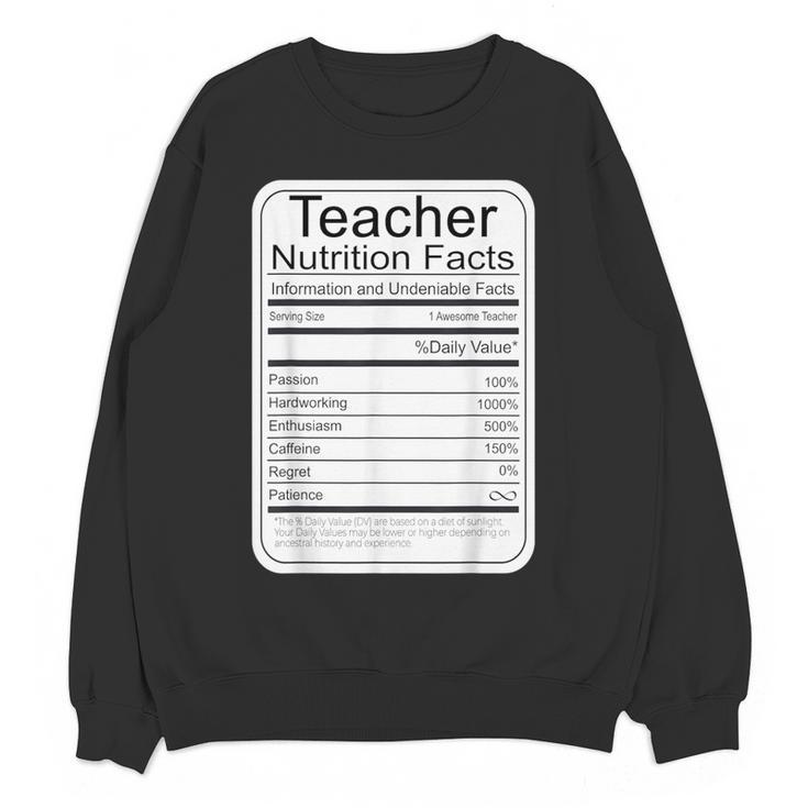 Teacher Nutrition Facts Teachers Nutritional Fact Women Crewneck Sweatshirt, novelty gifts, funny gifts