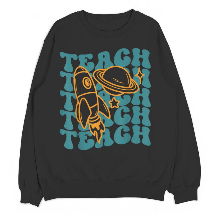 Teacher Outer Space Science Astronomy Planet Saturn Teach Women Crewneck Sweatshirt, novelty gifts, funny gifts