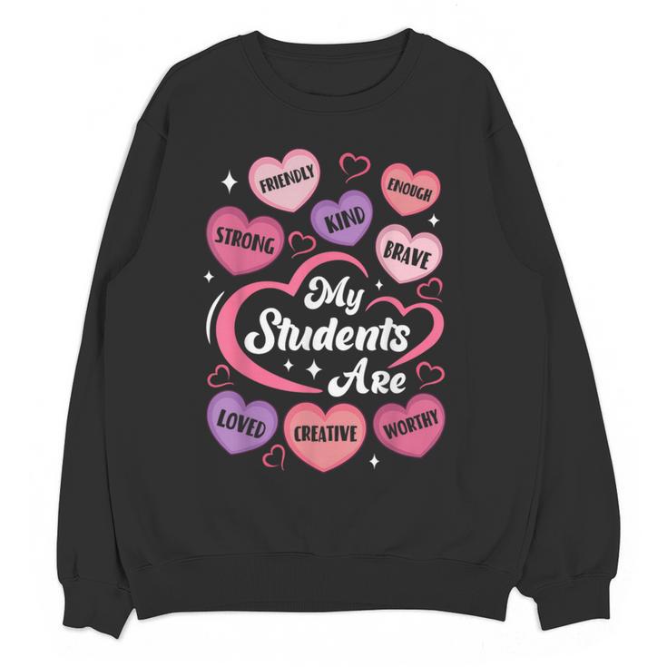 Teacher Positive Affirmations Candy Heart Valentine's Day Women Crewneck Sweatshirt, novelty gifts, funny gifts Teacher Positive Affirmations Candy Heart Valentine's Day Women Crewneck Sweatshirt, novelty gifts, funny gifts
