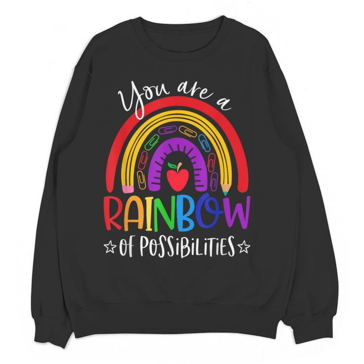 Teacher You Are a Rainbow Of Possibilities Funny Women Crewneck Sweatshirt, novelty gifts, funny gifts Teacher You Are a Rainbow Of Possibilities Funny Women Crewneck Sweatshirt, novelty gifts, funny gifts