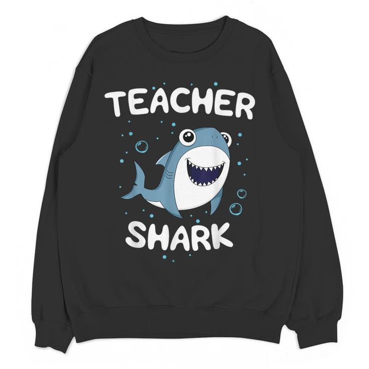 Teacher Shark Teaching Back To School Kindergarten Women Crewneck Sweatshirt, novelty gifts, funny gifts