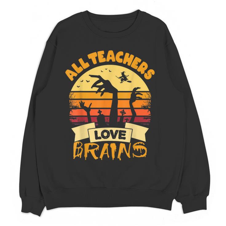Teacher Shirts Halloween All Teachers Love Brains Women Crewneck Sweatshirt, novelty gifts, funny gifts Teacher Shirts Halloween All Teachers Love Brains Women Crewneck Sweatshirt, novelty gifts, funny gifts