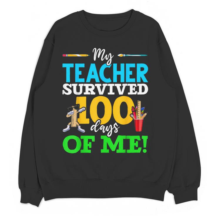 My Teacher Survived 100 Days Of Me Dab 100 Days Of School For Men Women Kids Women Crewneck Sweatshirt, novelty gifts, funny gifts My Teacher Survived 100 Days Of Me Dab 100 Days Of School For Men Women Kids Women Crewneck Sweatshirt, novelty gifts, funny gifts