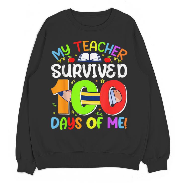 My Teacher Survived 100 Days Of Me 100 Days Of School Women Crewneck Sweatshirt, novelty gifts, funny gifts