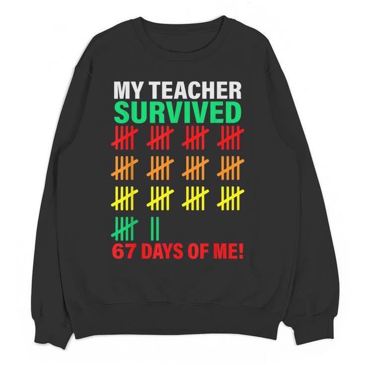 My Teacher Survived 67 Days Of Me School Kids Costume Women Crewneck Sweatshirt, novelty gifts, funny gifts My Teacher Survived 67 Days Of Me School Kids Costume Women Crewneck Sweatshirt, novelty gifts, funny gifts