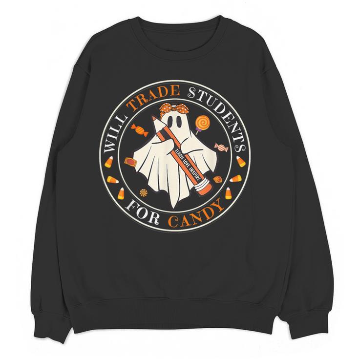 Teacher Will Trade Students For Candy Easy Halloween Costume Women Crewneck Sweatshirt, novelty gifts, funny gifts Teacher Will Trade Students For Candy Easy Halloween Costume Women Crewneck Sweatshirt, novelty gifts, funny gifts