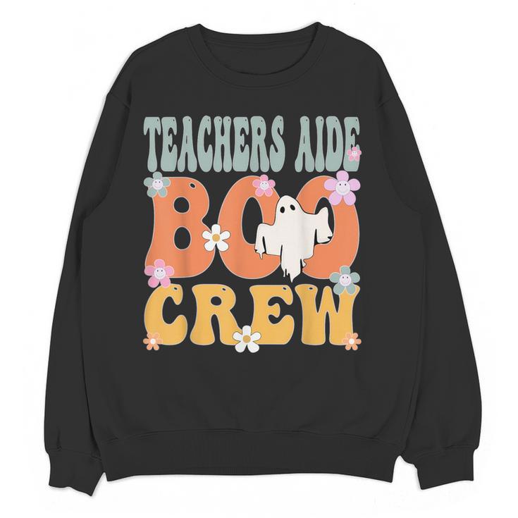 Teachers Aide Boo Crew Ghost Groovy Halloween For Women Women Crewneck Sweatshirt, novelty gifts, funny gifts Teachers Aide Boo Crew Ghost Groovy Halloween For Women Women Crewneck Sweatshirt, novelty gifts, funny gifts