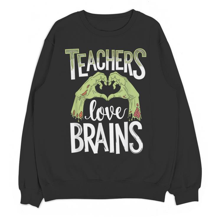 Teachers Love Zombie Teacher Halloween Fun Women Crewneck Sweatshirt, novelty gifts, funny gifts