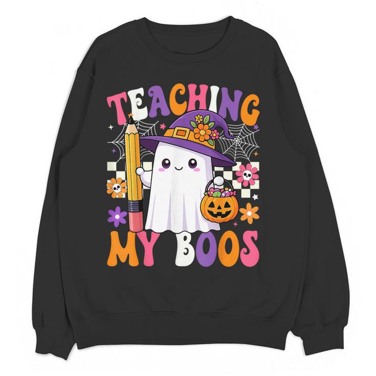 Teaching My Boos Ghost Teacher Cute Pencil Halloween Teacher Women Crewneck Sweatshirt, novelty gifts, funny gifts Teaching My Boos Ghost Teacher Cute Pencil Halloween Teacher Women Crewneck Sweatshirt, novelty gifts, funny gifts