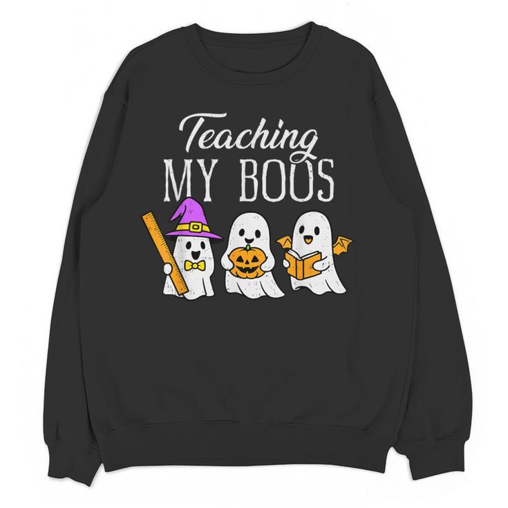 Teaching My Boos Ghost Teacher Halloween Spooky Educator Women Crewneck Sweatshirt, novelty gifts, funny gifts Teaching My Boos Ghost Teacher Halloween Spooky Educator Women Crewneck Sweatshirt, novelty gifts, funny gifts
