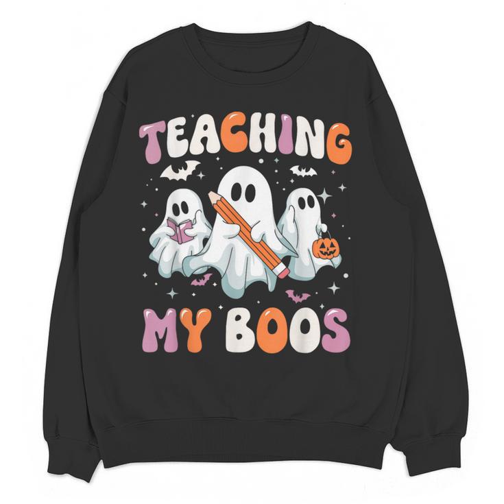Teaching My Boos Teacher Cute Ghost Teacher Halloween Women Crewneck Sweatshirt, novelty gifts, funny gifts Teaching My Boos Teacher Cute Ghost Teacher Halloween Women Crewneck Sweatshirt, novelty gifts, funny gifts