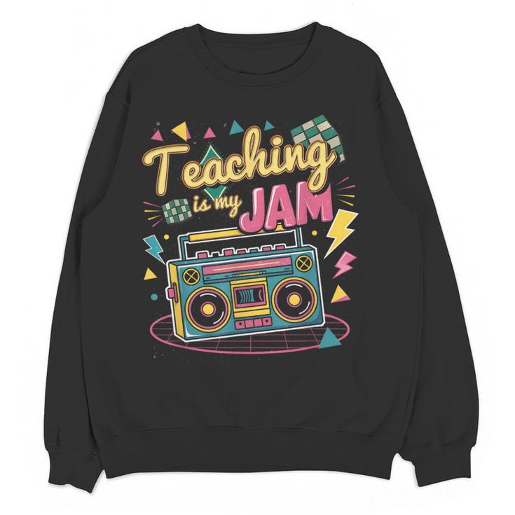 Teaching Is My Jam Groovy Retro Teacher Back To School Women Crewneck Sweatshirt, novelty gifts, funny gifts Teaching Is My Jam Groovy Retro Teacher Back To School Women Crewneck Sweatshirt, novelty gifts, funny gifts