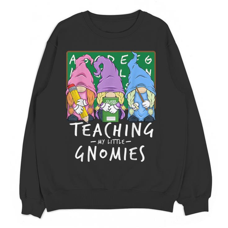 Teaching My Little Gnomies With Gnome For Teacher Women Women Crewneck Sweatshirt, novelty gifts, funny gifts Teaching My Little Gnomies With Gnome For Teacher Women Women Crewneck Sweatshirt, novelty gifts, funny gifts