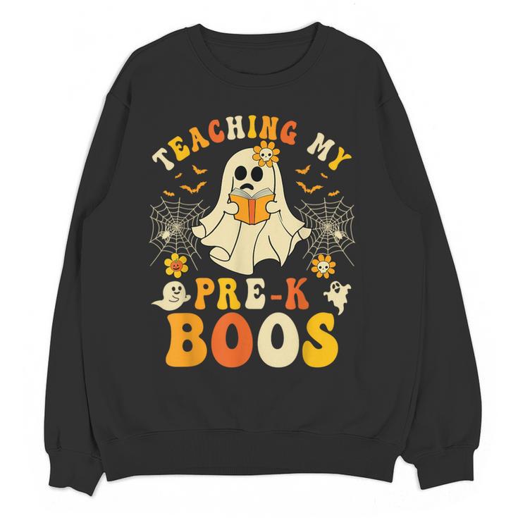 Teaching My Pre-K Boos Crew Teachers Halloween Ghost Women Crewneck Sweatshirt, novelty gifts, funny gifts Teaching My Pre-K Boos Crew Teachers Halloween Ghost Women Crewneck Sweatshirt, novelty gifts, funny gifts
